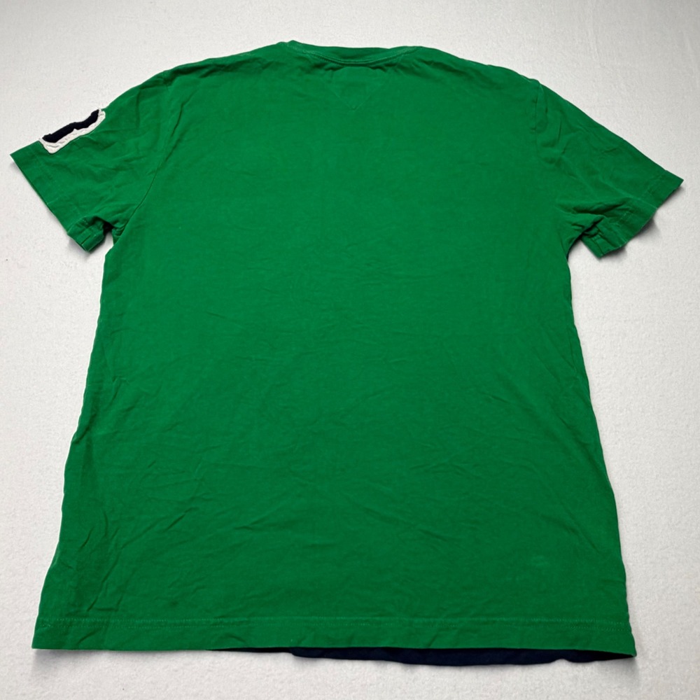 Tommy Hilfiger Green Navy Colorblock Hilfiger Graphic T-Shirt Mens Large Preppy - Picture 5 of 9